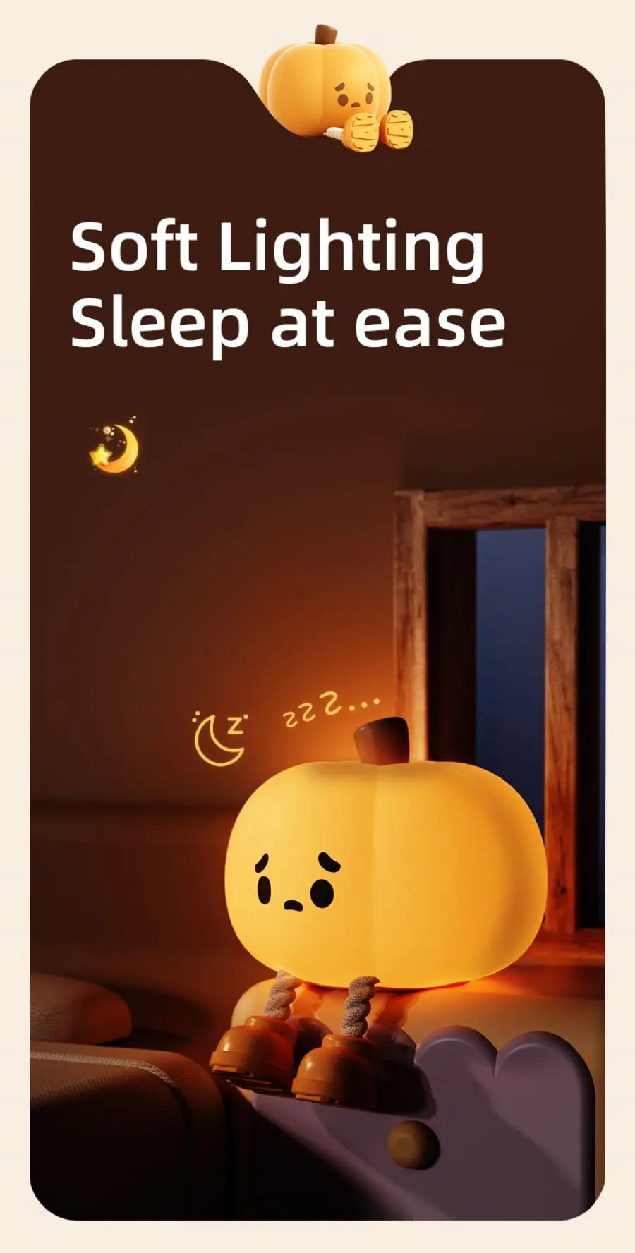 Luces nocturnas de calabaza para Halloween, lámpara segura de silicona suave, decoraciones con temporizador, decoración de cabecera regulable, regalos de Halloween para bebés y niños