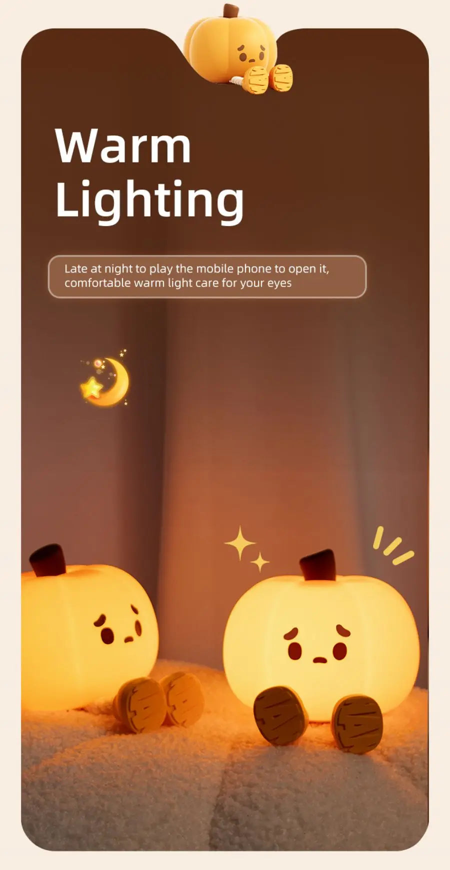 Luces nocturnas de calabaza para Halloween, lámpara segura de silicona suave, decoraciones con temporizador, decoración de cabecera regulable, regalos de Halloween para bebés y niños