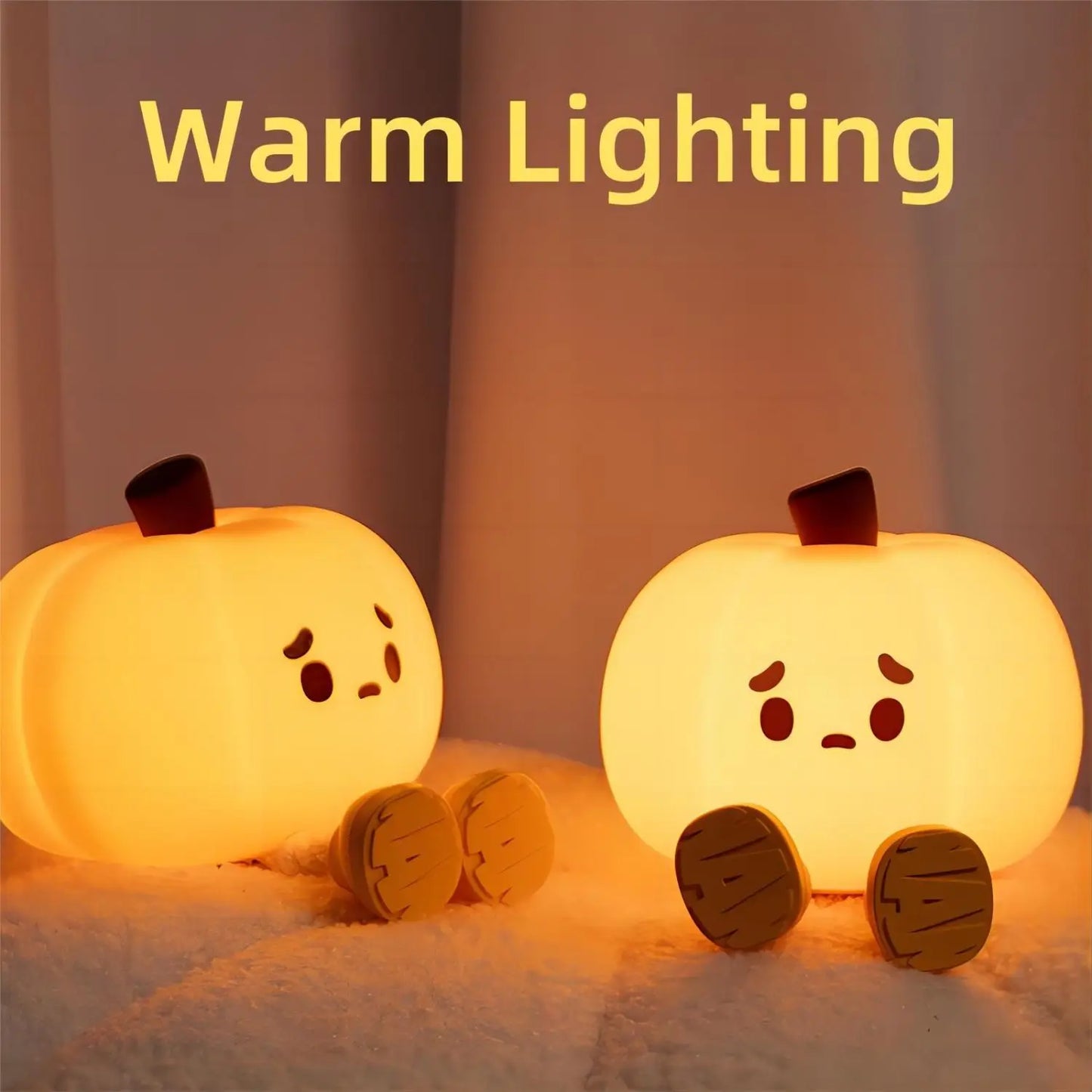 Luces nocturnas de calabaza para Halloween, lámpara segura de silicona suave, decoraciones con temporizador, decoración de cabecera regulable, regalos de Halloween para bebés y niños